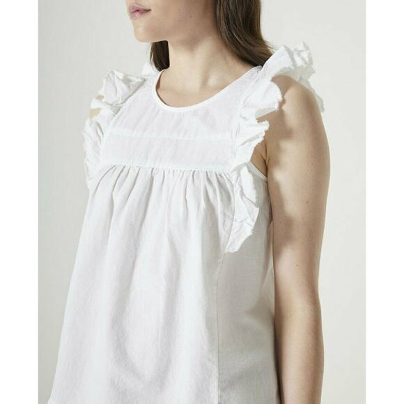 AG Adriano Goldschmied | sz S Women's White Sleeveless Ruffle Jennifer Top $168 - Picture 1 of 7